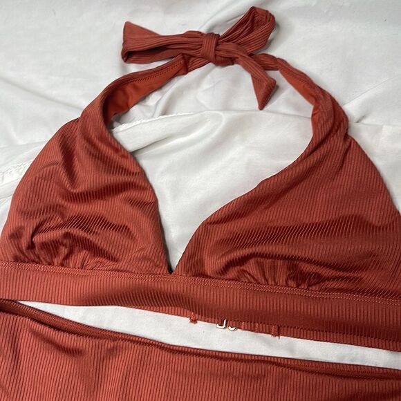 Victoria Secret Burnt Orange Ribbed Bikini. Size Small. - Picture 2 of 12